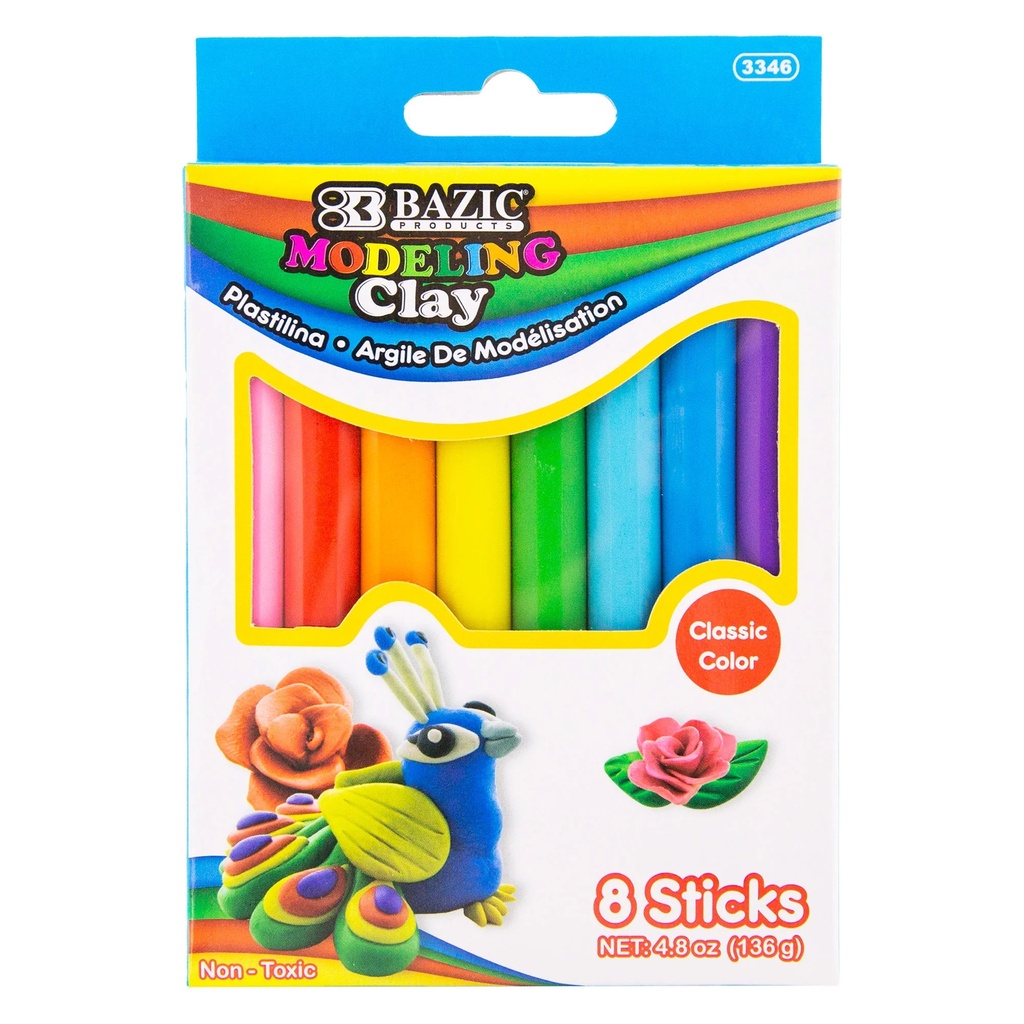 8 Primary Colors 4.8 oz  Modeling Clay Sticks 24 Packs