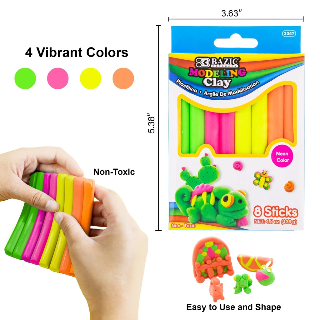 Modeling Clay Sticks in  4 Fluorescent Colors 24 Packs