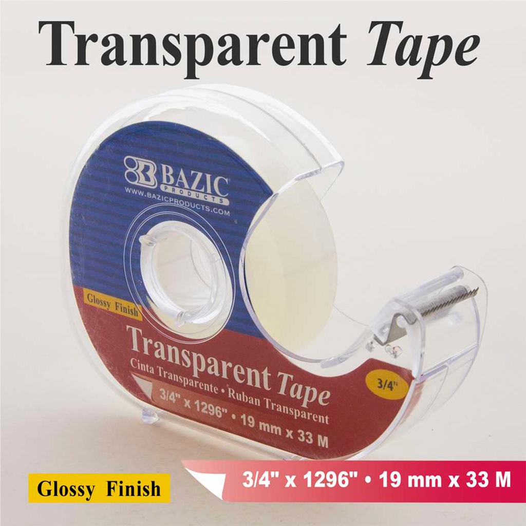 Transparent Tape with Dispenser 3/4" x 1296"