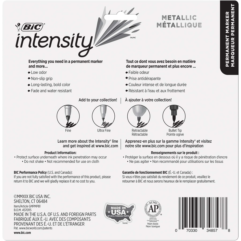 Intensity Fine Point 8 Assorted Metallic Permanent Markers