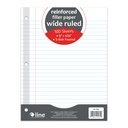 Reinforced 10.5" x 8" Wide Rule3-Hole Punched Filler Paper 100 Sheets 6 Packs