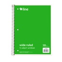 Assorted Wide Ruled 3-Subject Notebook 120 Sheets