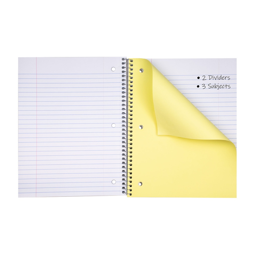 Assorted Wide Ruled 3-Subject Notebook 120 Sheets