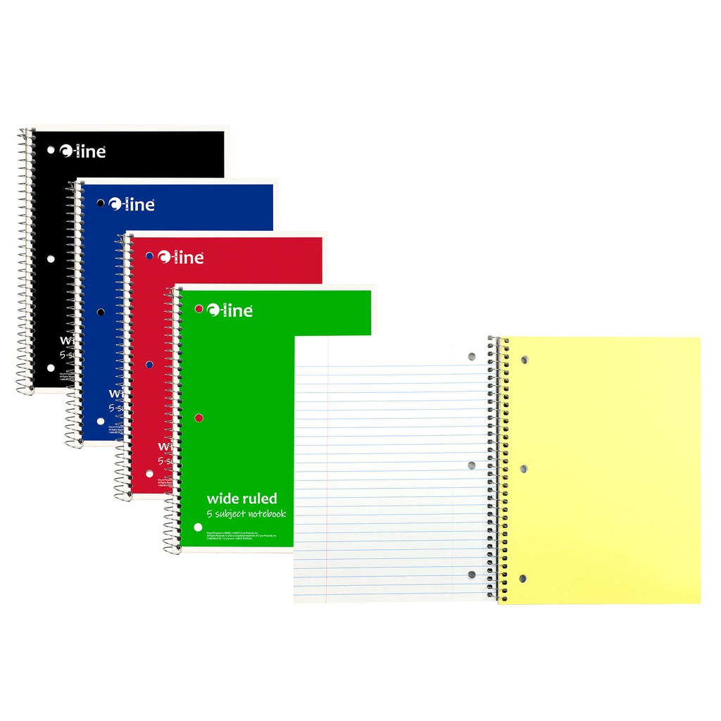 Assorted Wide Ruled 5-Subject Notebook 180 Sheets