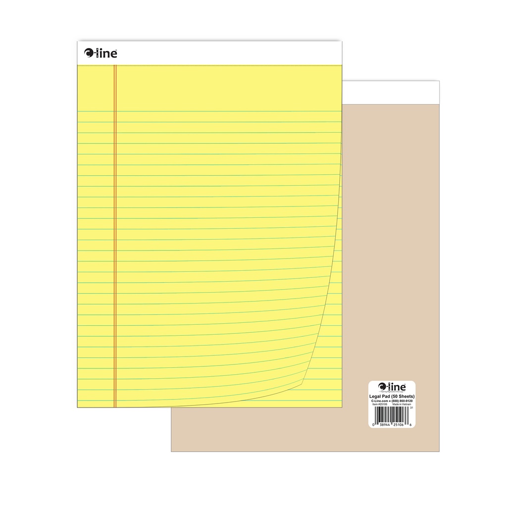 Yellow Wide Ruled Legal Pad 50 Sheets