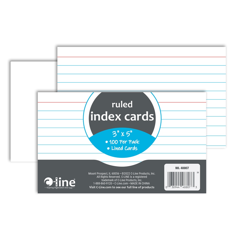 White 3" x 5" Index Cards Pack of 100