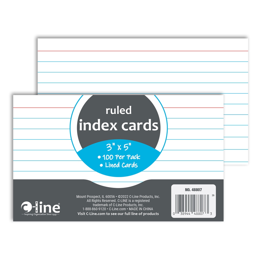 White 3" x 5" Index Cards 12 Packs of 100