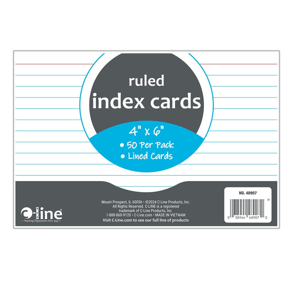 White 4" x 6" Ruled Index Cards Pack of 50