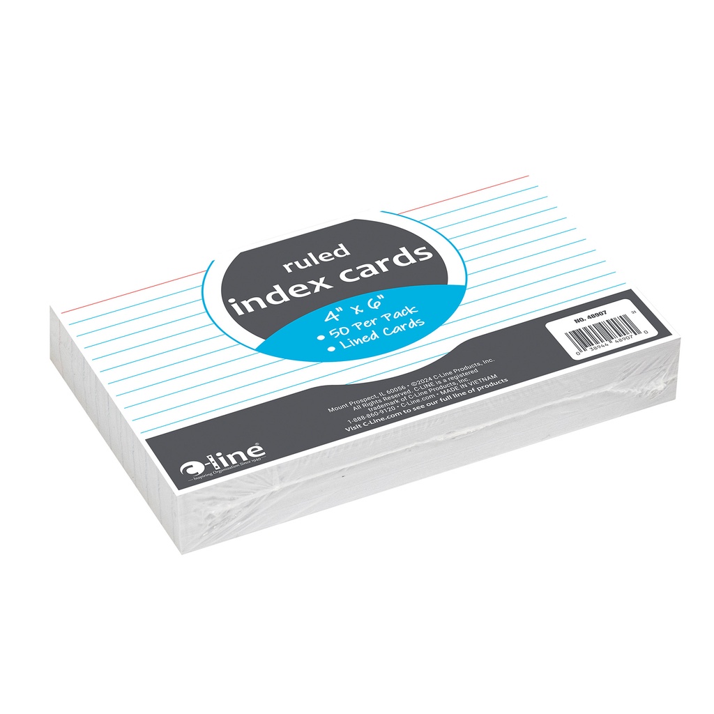 White 4" x 6" Ruled Index Cards 10 Packs of 50