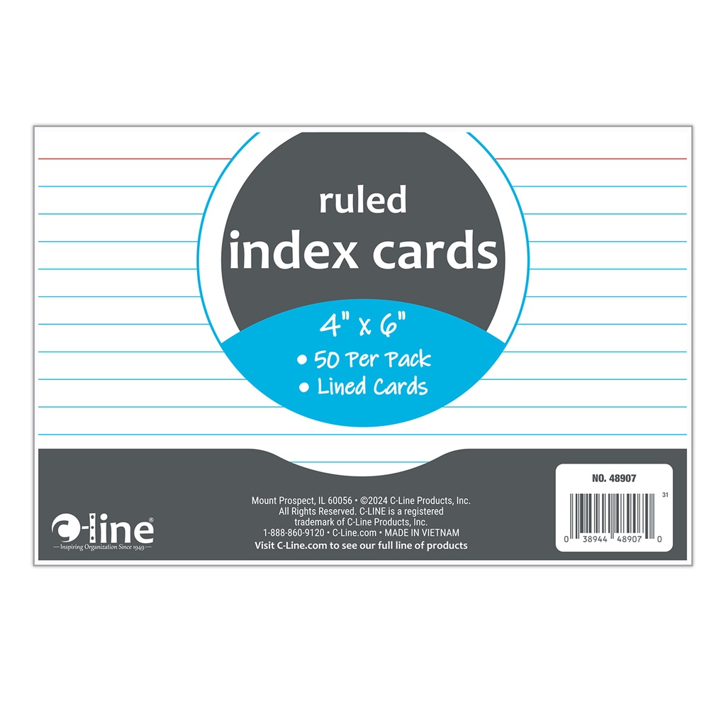 White 4" x 6" Ruled Index Cards 10 Packs of 50