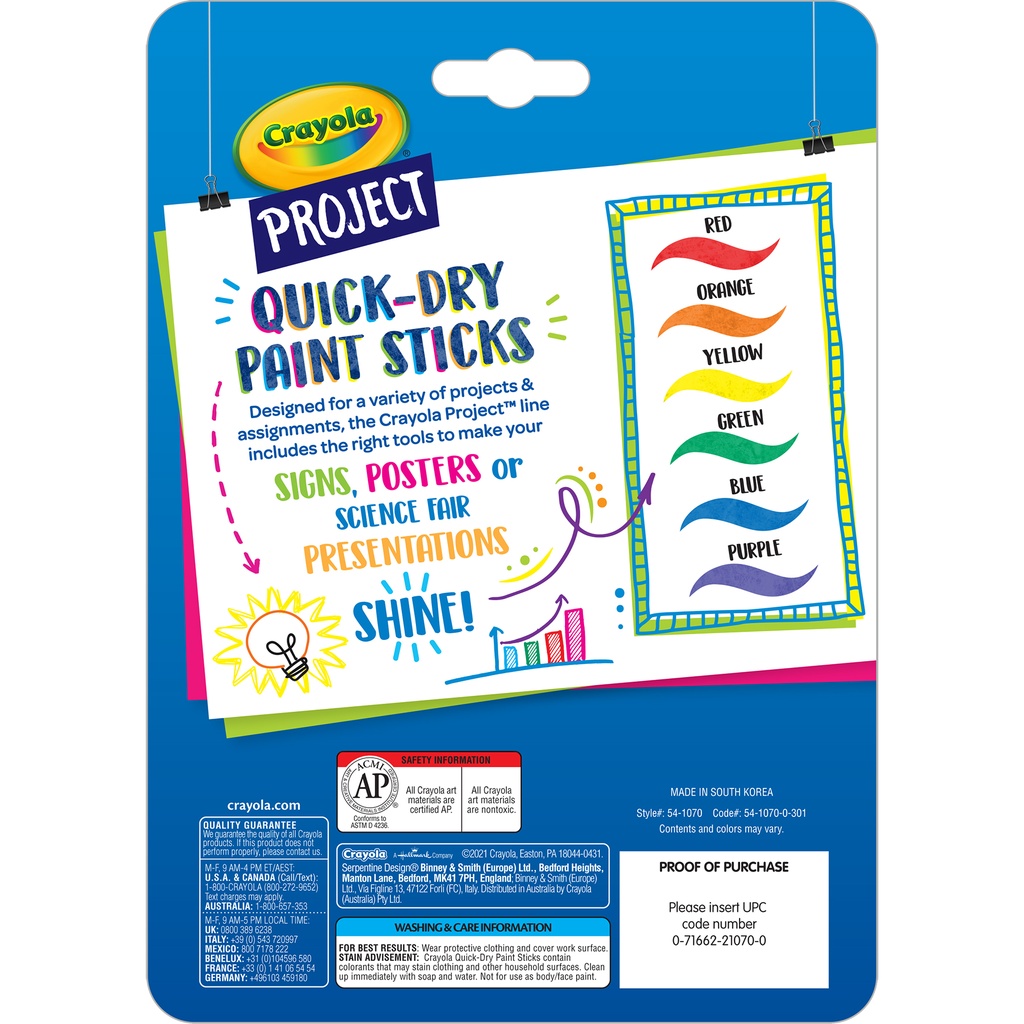 Project™ Quick-Dry Paint Sticks 6 Count