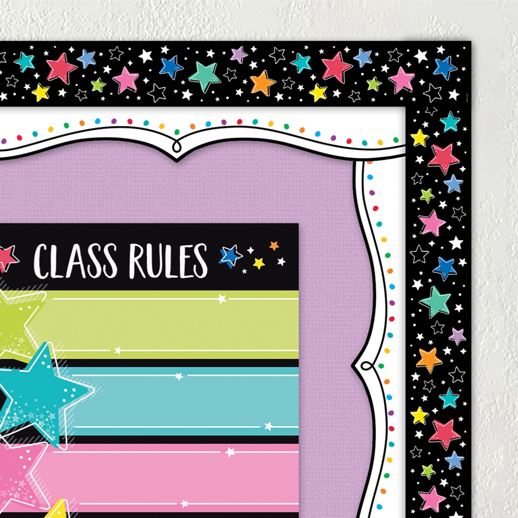 Star Bright Colorful Stars on Black EZ Border 48 Feet