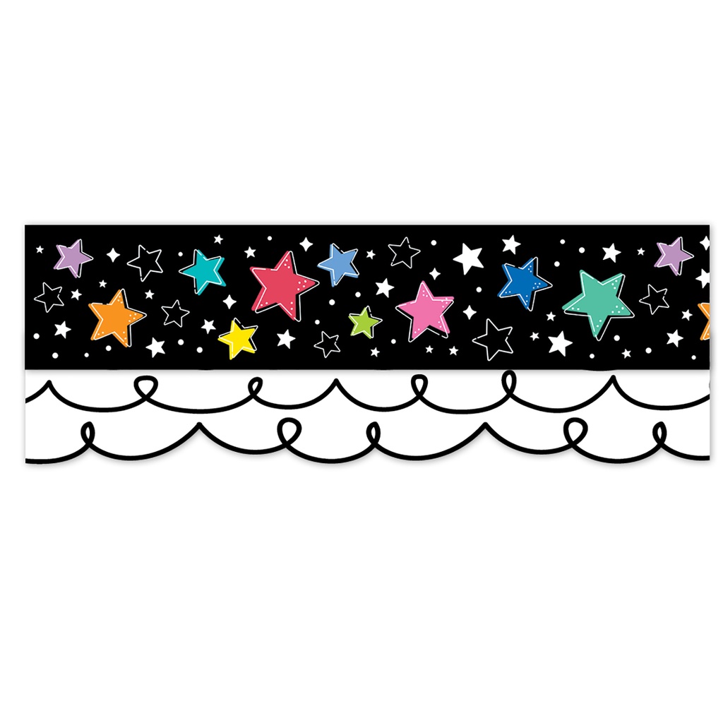 Star Bright Colorful Stars on Black EZ Border 48 Feet