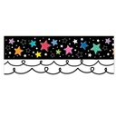 Star Bright Colorful Stars on Black EZ Border 48 Feet