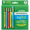 My First® Primary Colors Large Triangle Barrel Short Wooden Sharpened Pencils with Eraser 24 Count