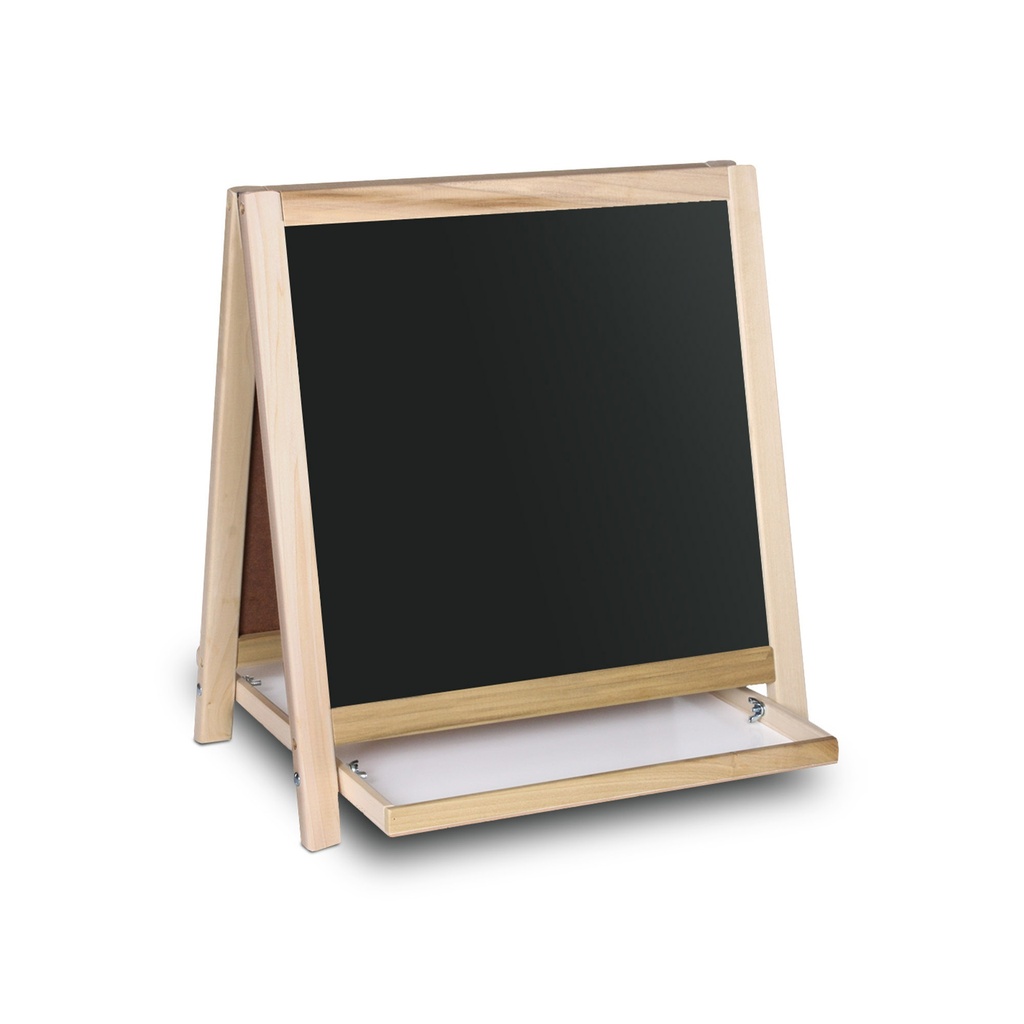 19.5"H x 18"W Magnetic Table Top Easel White Dry Erase/Black Chalkboard