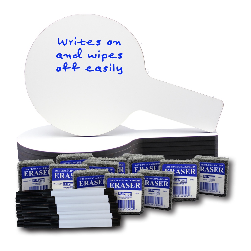 Mini Dry Erase Answer Paddles with Pens & Erasers Class Pack of 12