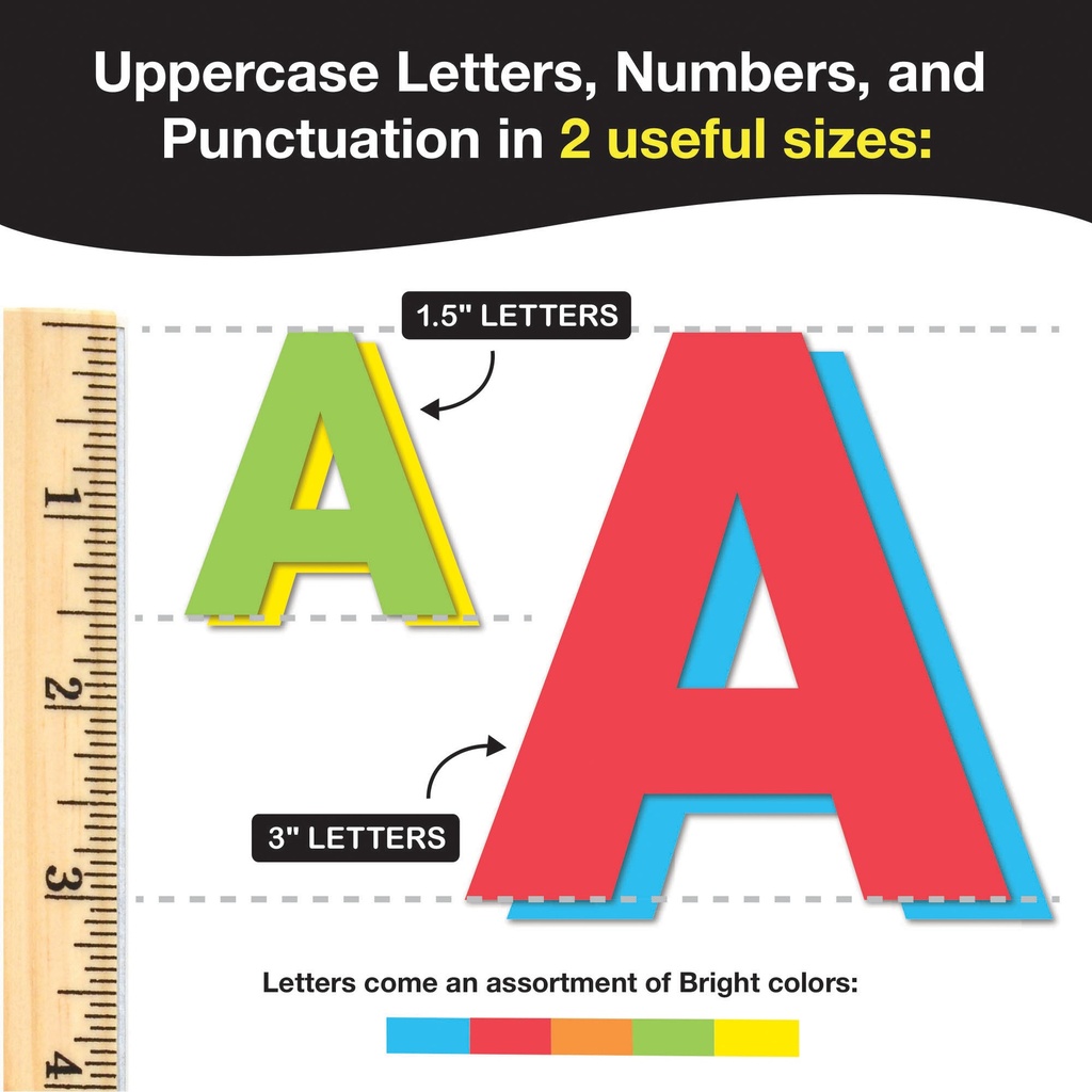 1.5in & 3in Bright Colors Bulletin Board Letters & Numbers 710 Pieces