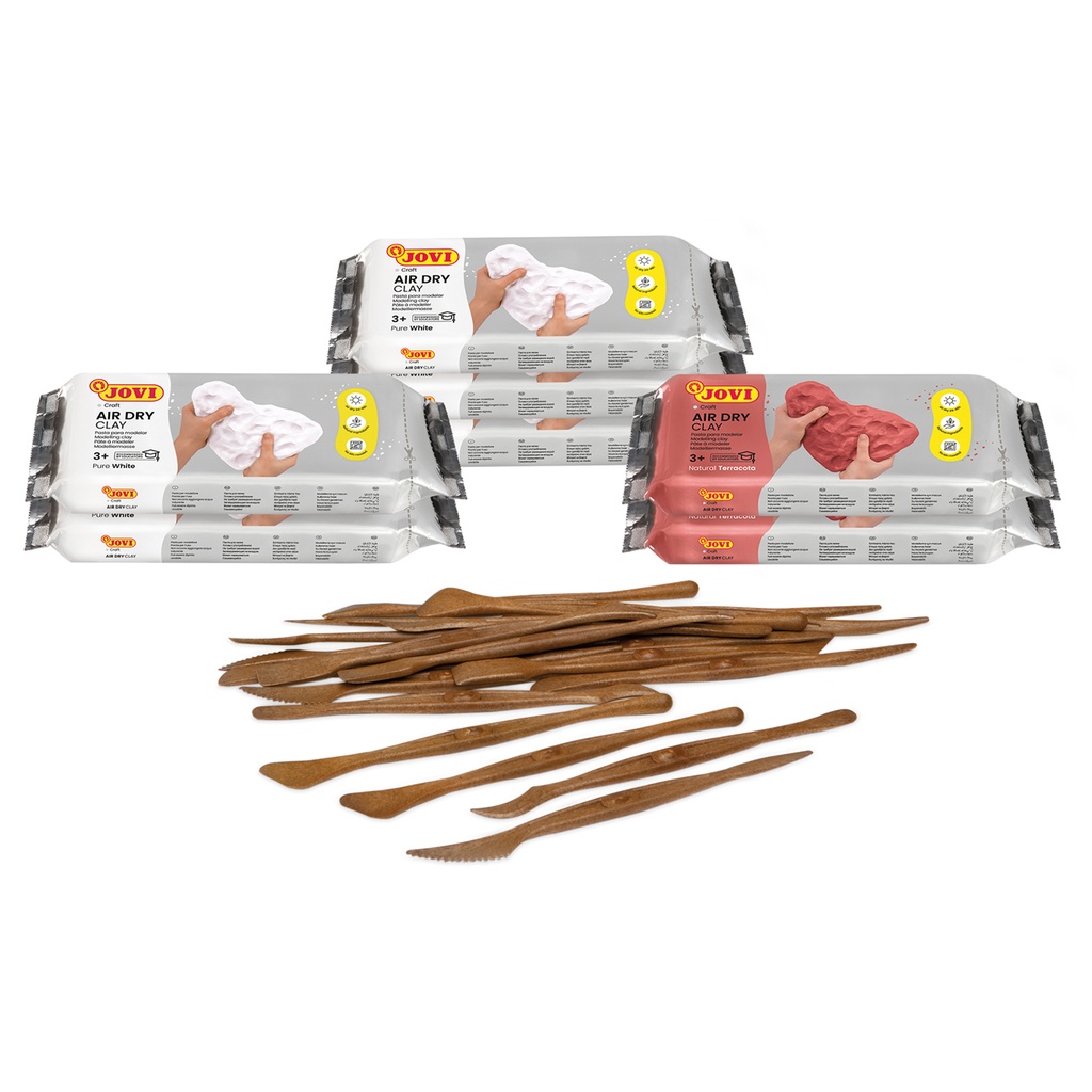 Air Dry Clay School Pack 7 Bars 1.1 Lb & 20 Spatulas