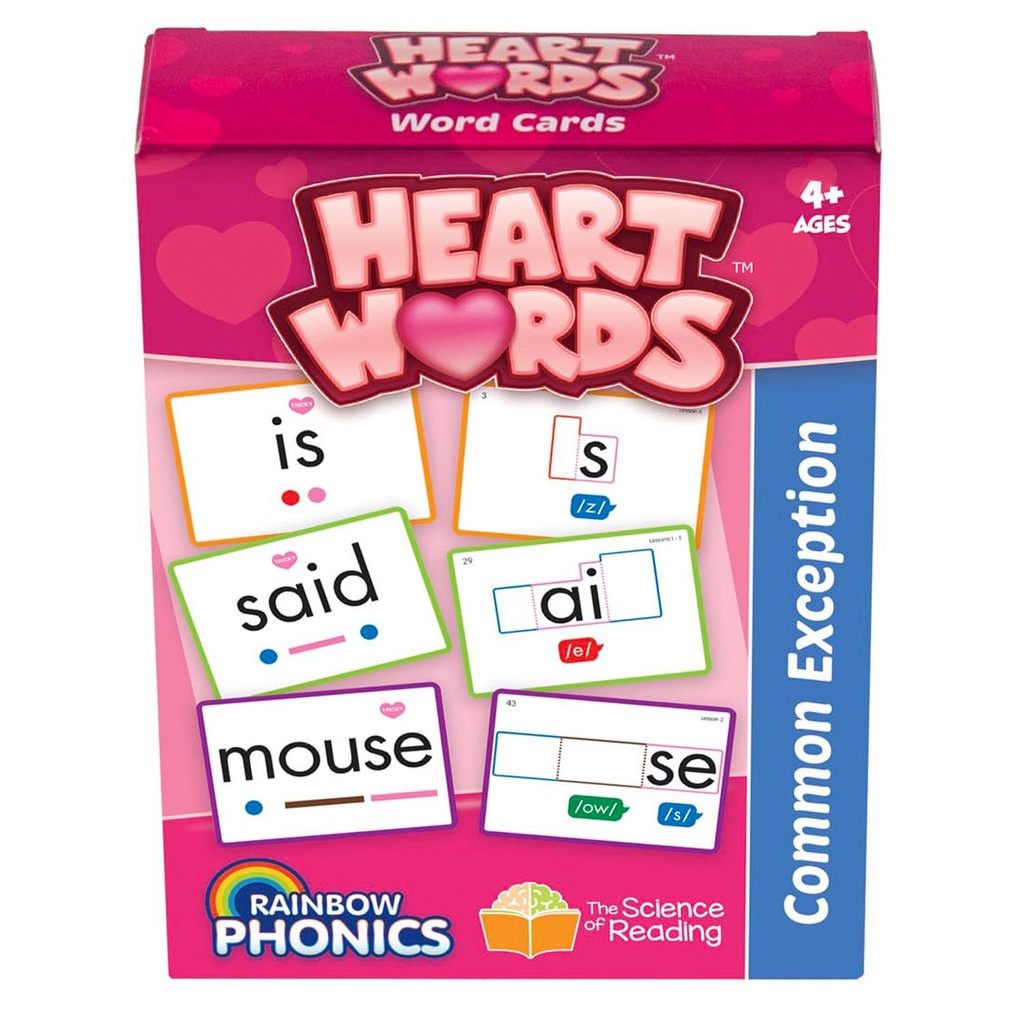 Rainbow Phonics Common Exception Words Heart Word Cards