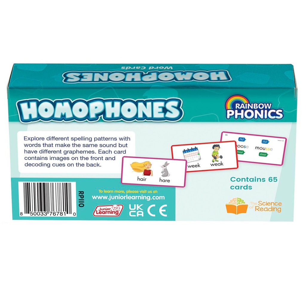 Rainbow Phonics Homophones Cards