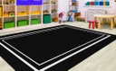 Simply Stylish Black & White Border 5' X 7'6" Rectangle Carpet