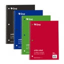 Assorted Wide Ruled 3-Subject Notebook 120 Sheets Pack of 3