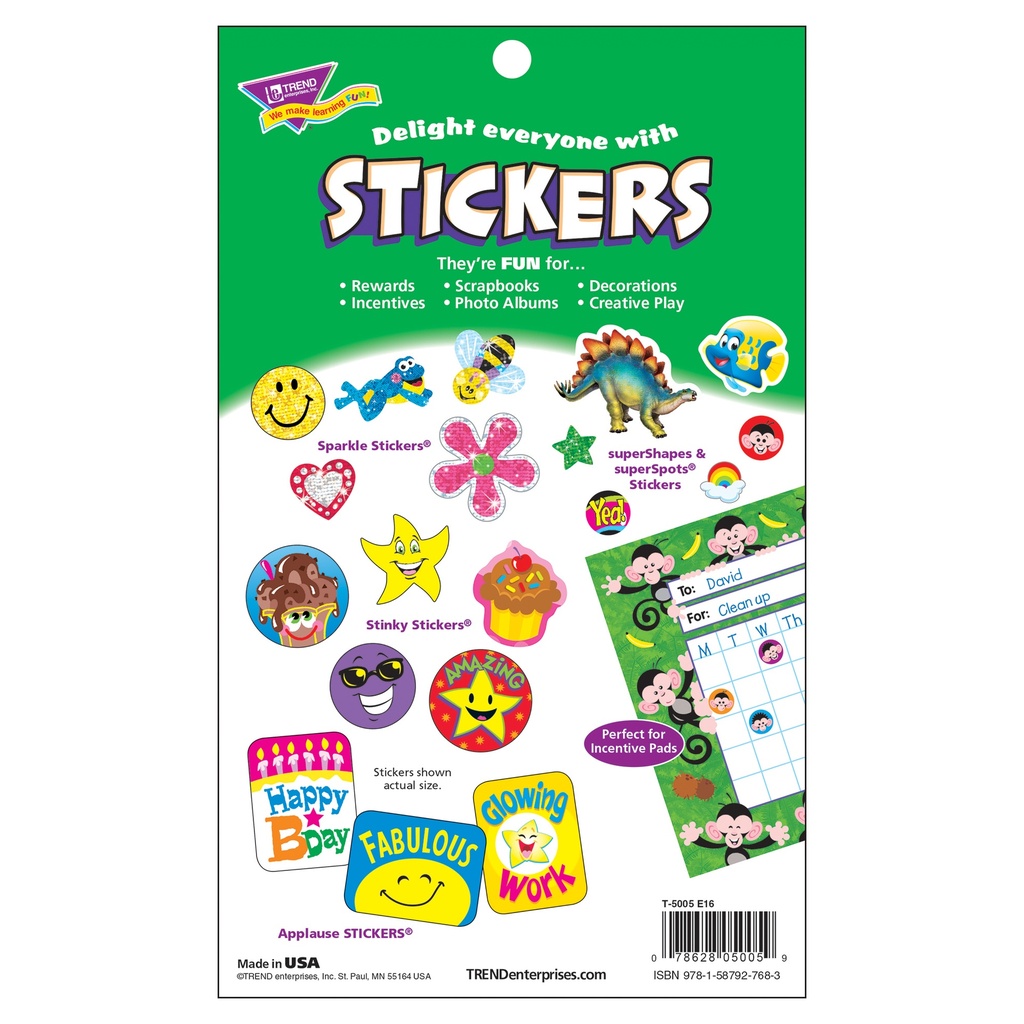 Sparkly Stars, Hearts, & Smiles Sticker Pad, 336 ct