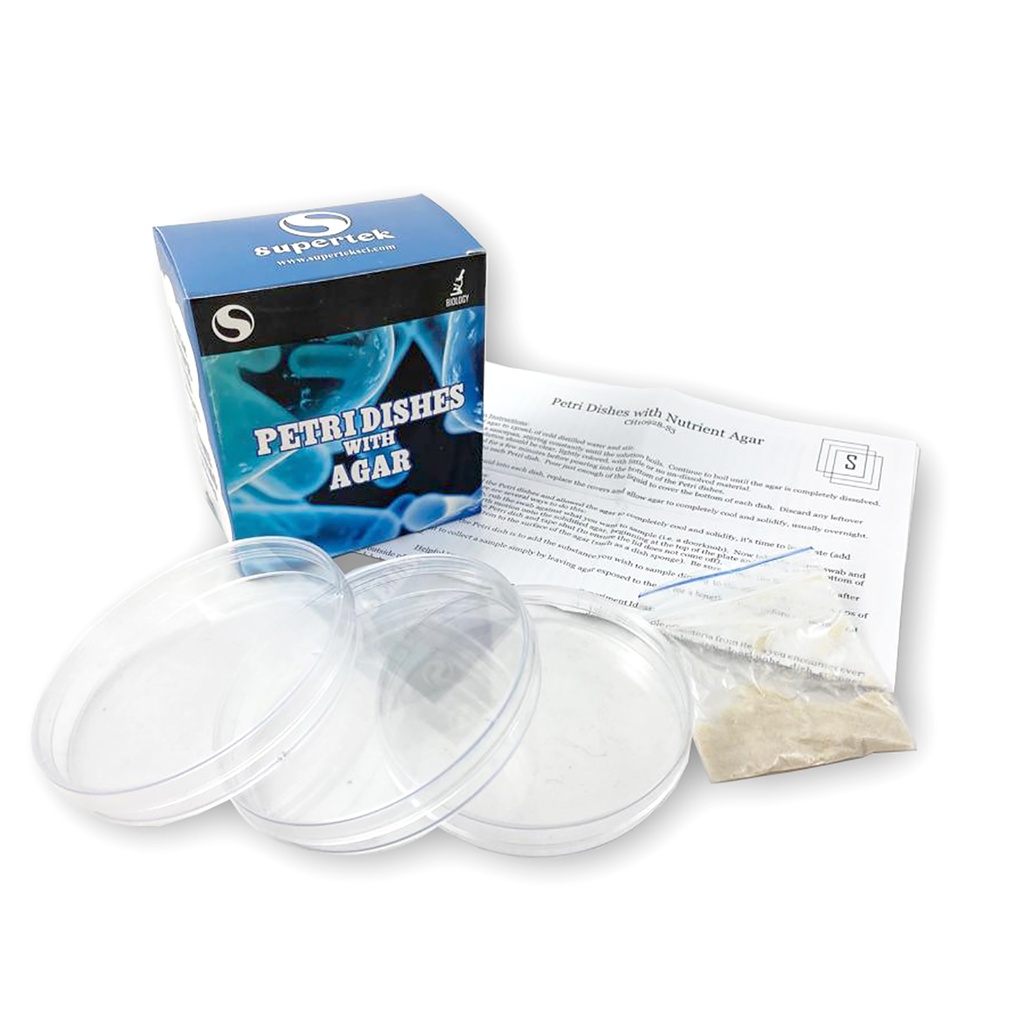 Plastic Petri Dish with Agar, Set of 3