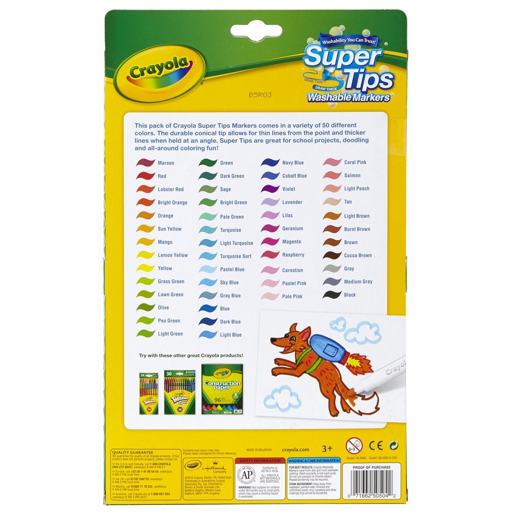 Washable Markers, Super Tips, Pack of 50