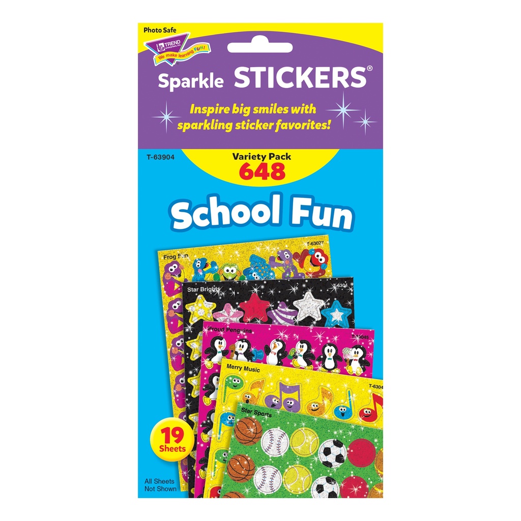 School Fun Sparkle Stickers® Variety Pack, 648 ct