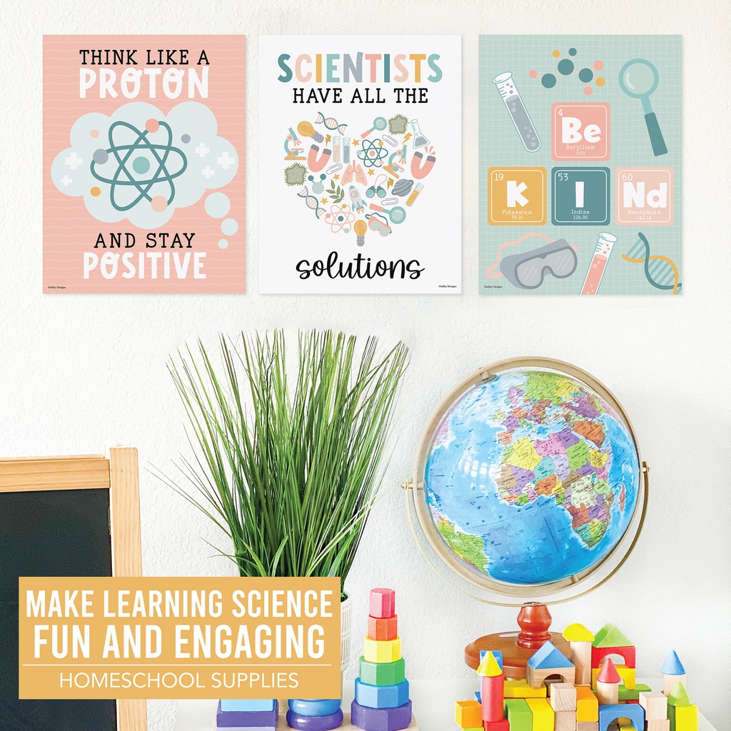 Boho Science Bulletin Board Classroom Decor Posters, Set of 6