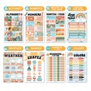 Retro Boho Preschool Educational Laminated Posters For Toddlers, Set of 16