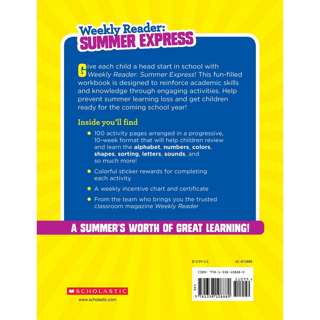 Weekly Reader: Summer Express Workbook, Between Grades PreK & K