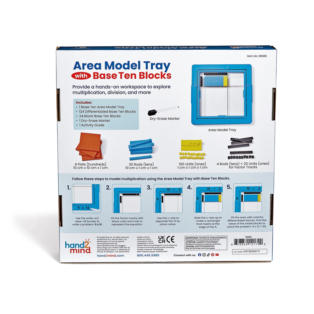 Area Model Tray with Base Ten Blocks