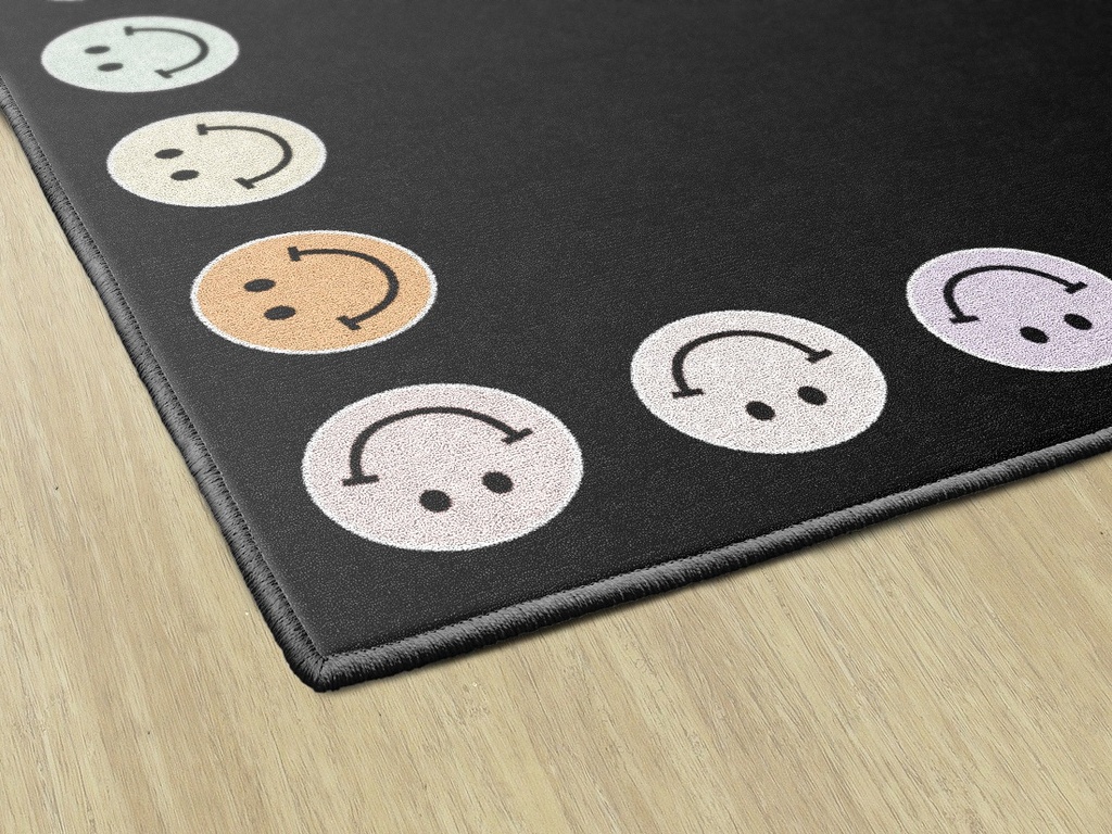 SchoolGirl Style  Smiley Faces All Around Rectangle Area Rug corner