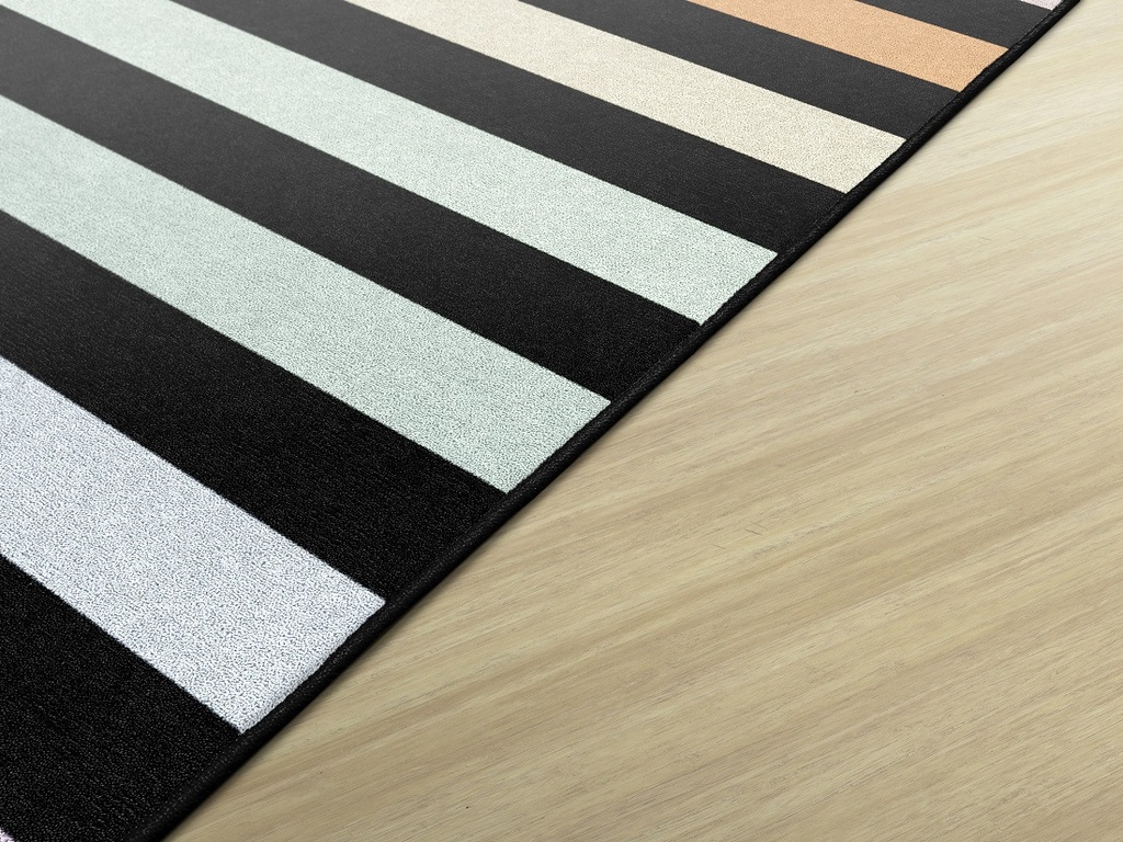 SchoolGirl Style  Rainbow Stripe on Black Rectangle Area Rug