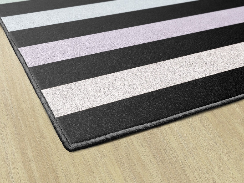 SchoolGirl Style  Rainbow Stripe on Black Rectangle Area Rug