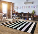 SchoolGirl Style  Rainbow Stripe on Black Rectangle Area Rug