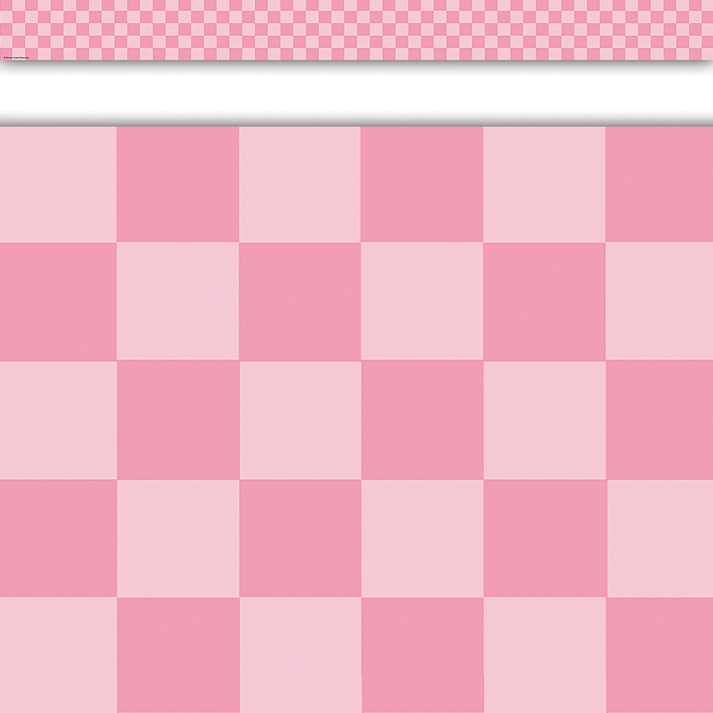 Cool for School Pink Checkers Straight Border Trim