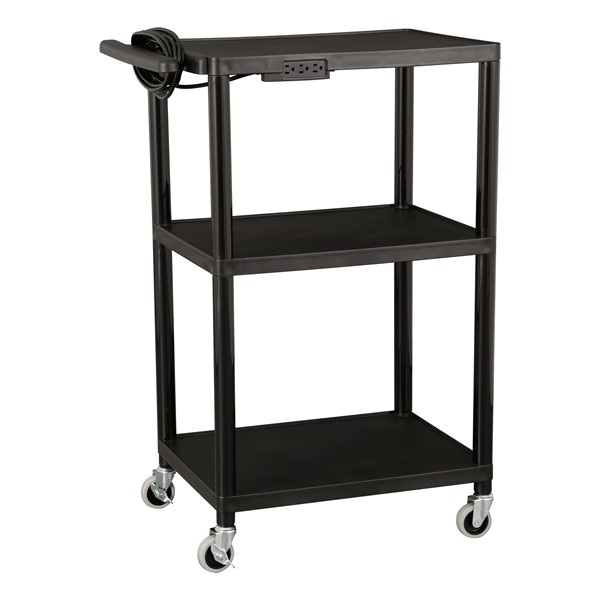 Height Adjustable Plastic AV Cart with Power Strip