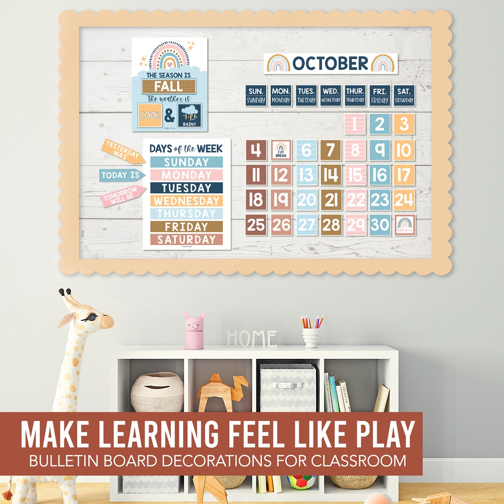 Boho Circle Time Bulletin Board Calendar for Classroom