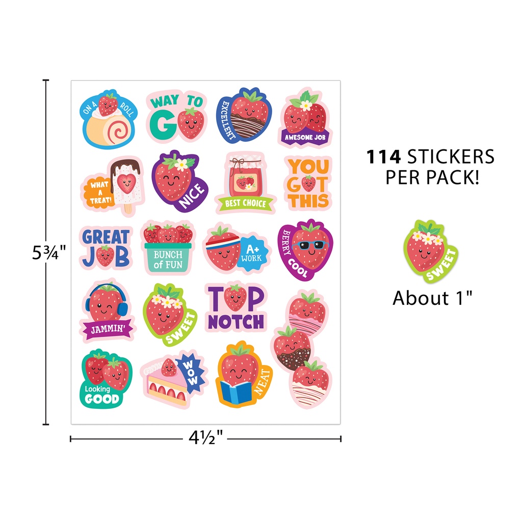 Strawberry Smelly Stickers, Pack of 114