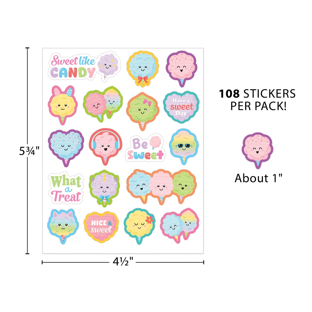 Cotton Candy Smelly Stickers, Pack of 108