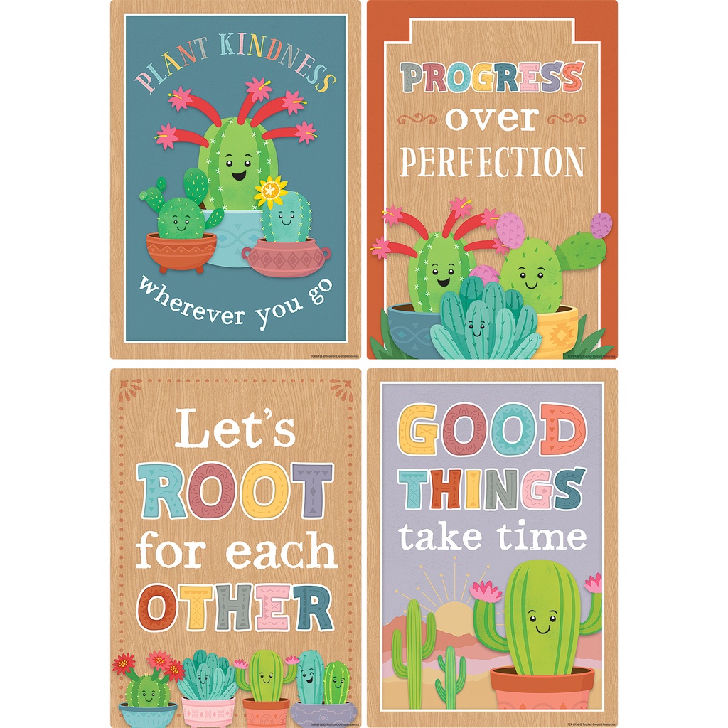 Happy Cactus Crew Positive Sayings Small Poster Pack