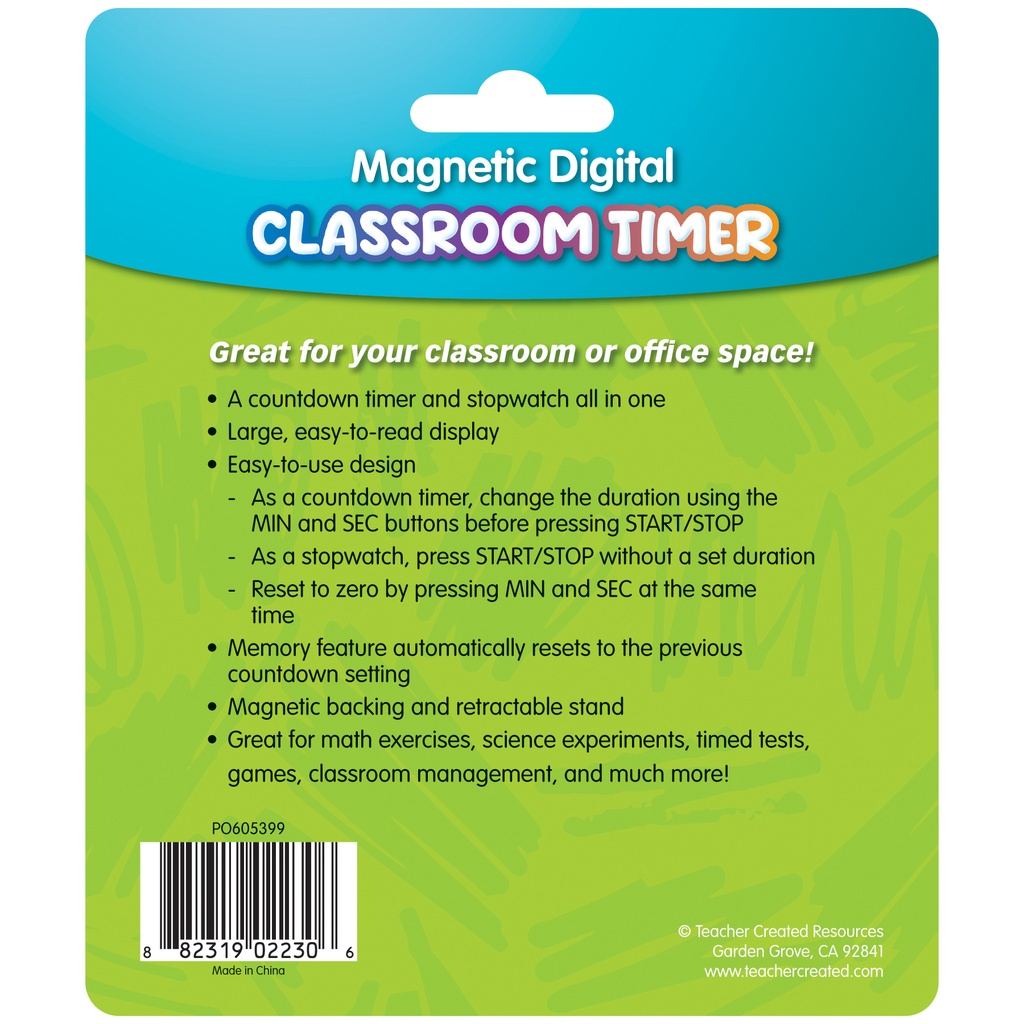 White Magnetic Digital Classroom Timer