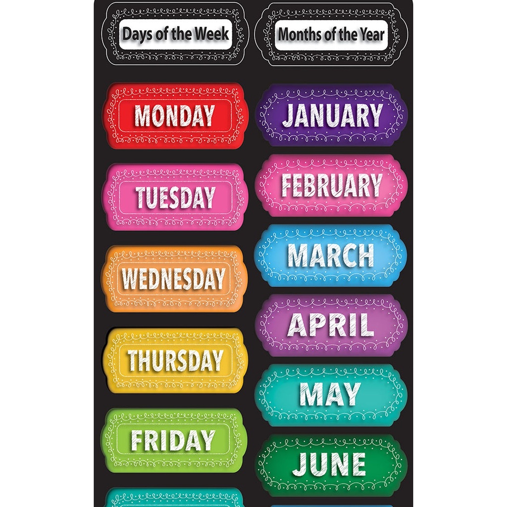 Smart Poly™, The Original Fun Mat™, Mat Runner, 15.5" x 47", Days, Months, Seasons, Chalk Loop