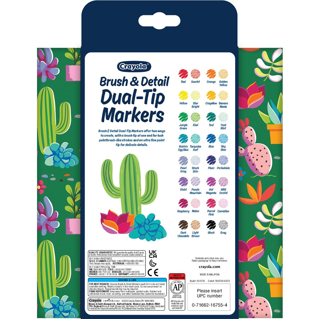 Crayola Brush & Detail Dual-Tip Markers 16ct 