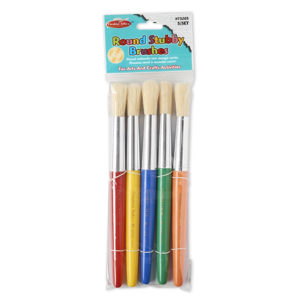 Assorted Stubby Round Natural Brushes Set of 5