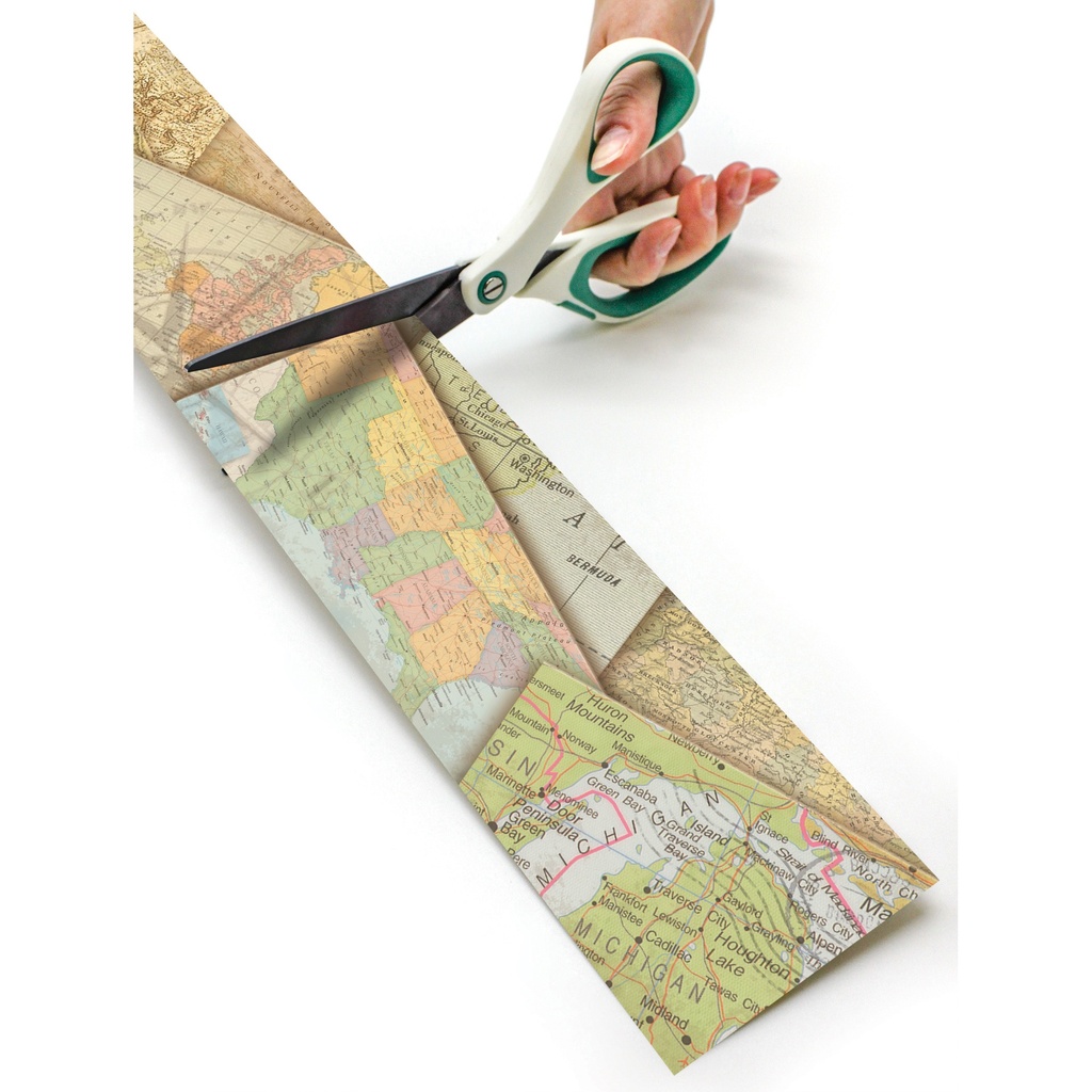 Travel the Map Straight Rolled Border Trim